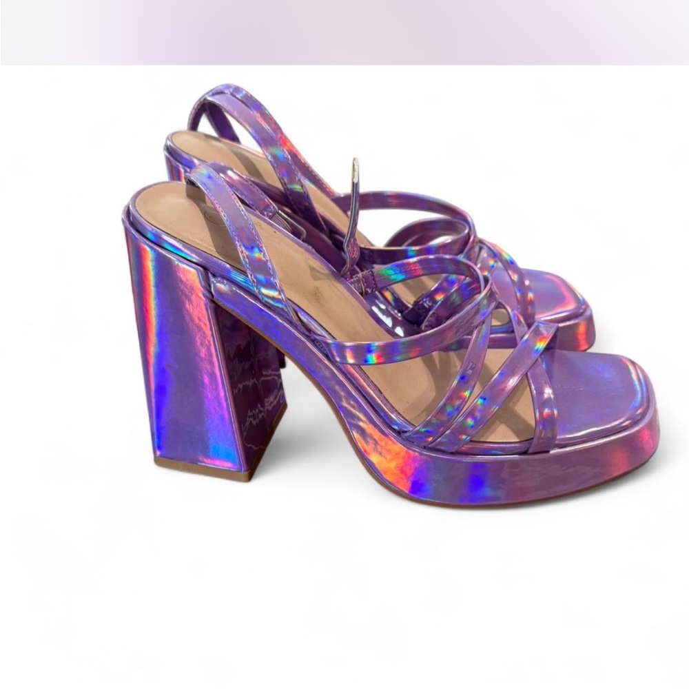 Holographic Purple Strappy Heels